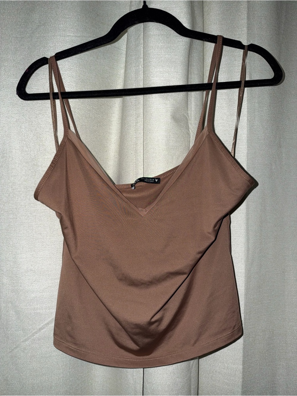 Zara Brown Double-Strap V-Neck Camisole